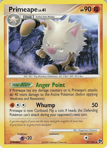 Primeape 27/106 Rare Great Encounters Pokemon Lightly Played