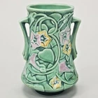 ROSEVILLE MORNING GLORY GREEN TWO-HANDLED VASE 724-6 - 6 1/8" XLNT