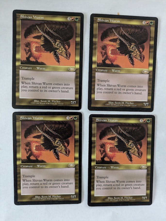 4 Shivan Wurm Planeshift MTG NM Free shipping with tracking