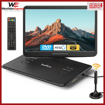 Tragbarer Fernseher 17,5 Zoll mit DVD-Player DVB-T2 Akku HDMI USB FM-Radio