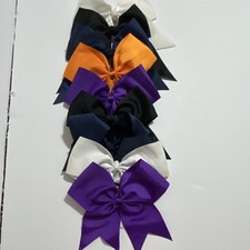 Girls Handmade Fabric Bow Clips  Hair Ties Set, Solid Multicolor, One Size