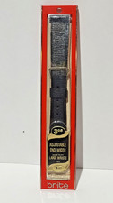 Vintage BRITE 18mm Black Leather Watch Band, NOS NIP, New/Unused, Silver Buckle
