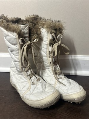 Columbia Women s Minx Mid II Omni-Heat Winter Boots Faux Fur Beige Size 6