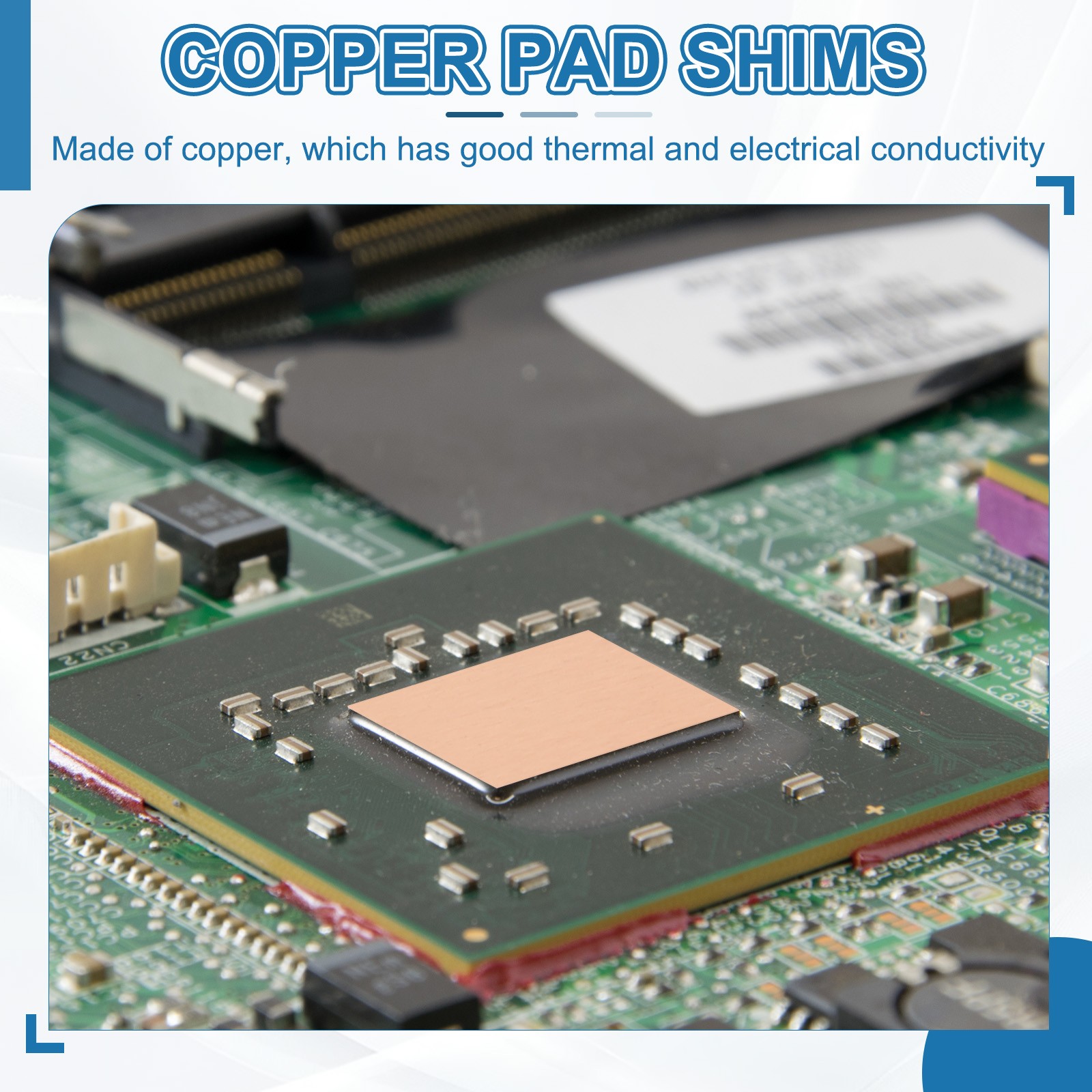 24 Pcs Heatsink Copper Pad Shim IC Chipset GPU Thermal Heatsink (15x15x1mm)