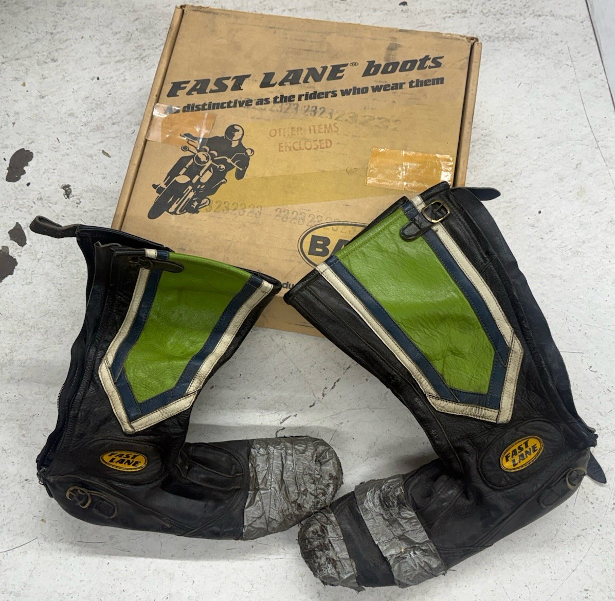 Vtg Bates Fast Lane Boots Sz 10.5 Black Motorcycle Road Race Kawasaki Superbike