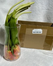 10PCS Artificial Flowers with Vase, Faux Silk Tulip Flower Artificial Flowers Bo