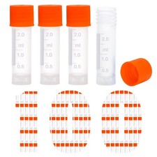 100 PCS 2ml Sample Plastic Centrifuge Tubes Cryogenic Vials Screw Caps Orange