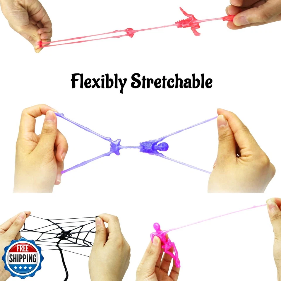 60 Piezas Halloween Esqueletos Elásticos Favores de Fiesta para Niños con Araña Pegajosa  Foto 3 de 4