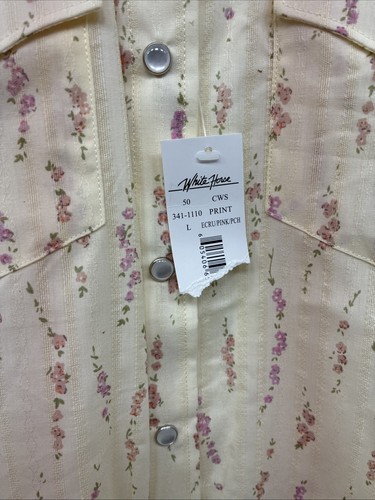 New Kids White Horse Floral Long Sleeve Pearl Snap Large MM-6 - Picture 6 of 12