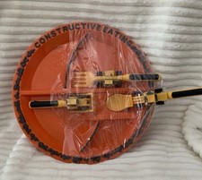 KIDS CONSTRUCTIVE EATING PLATE  UTENSILS - USED