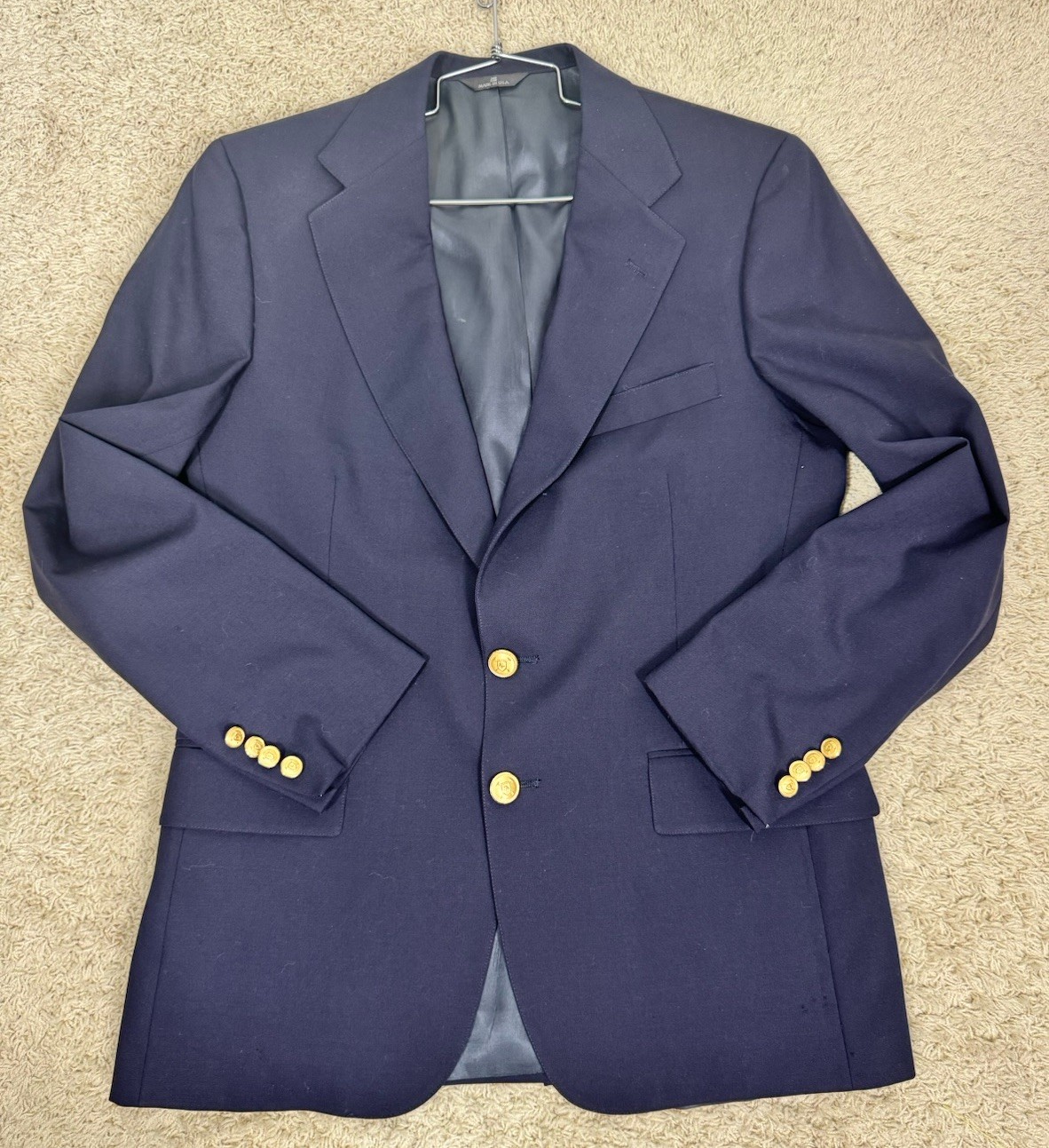 VTG Polo University Club Ralph Lauren Blazer Men 42R Navy Blue Gold Buttons Wool