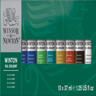 Winsor  Newton Winton Oil Color Paint, Starter Set, 10 x 37ml Tubes, 1.25 Fl...