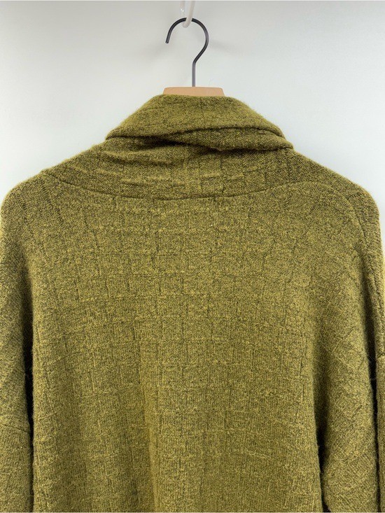 Anthropologie The Mariel Long Open Front Cardigan Chunky Knit Sweater Green OS image 8