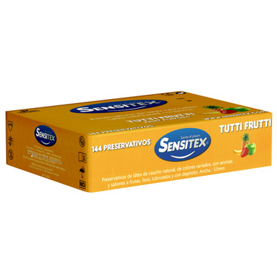Sensitex Tutti Frutti 144 Aromatisierte Kondome mit Frucht Geschmack, Bunt
