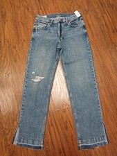 NWT Gap Jeans Women Size 27 4R 90  s Loose Mid Rise Wide Frayed Bottom