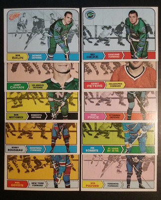 1968-69 TOPPS HOCKEY LOT OF 10 DIFFERENT NEARMINT LOT A