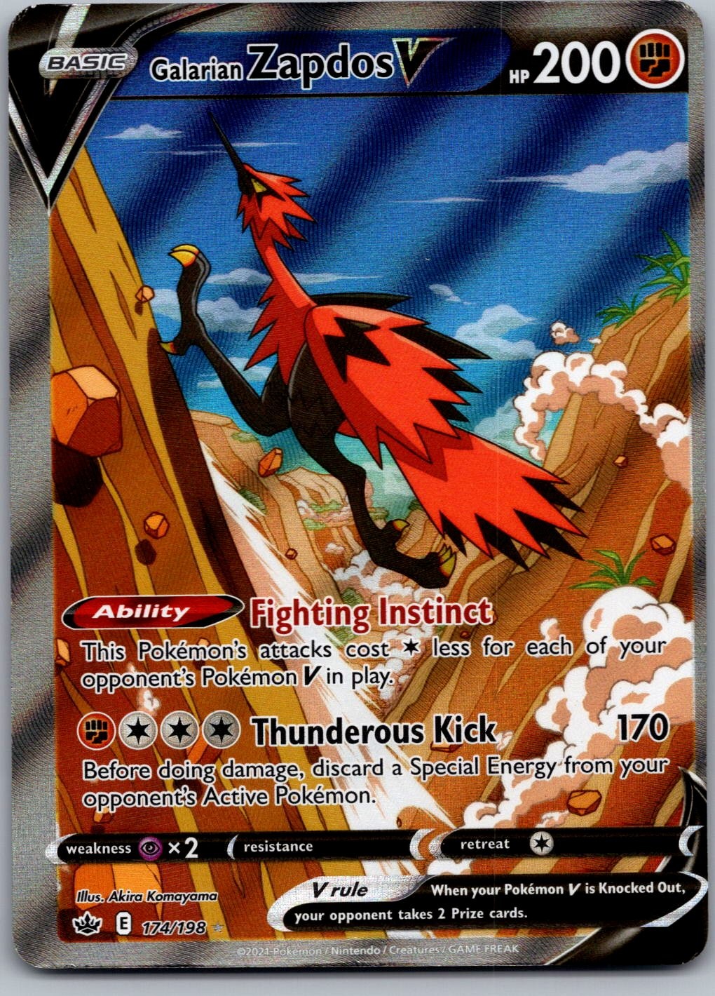 Galarian Zapdos V (Alternate Full Art) SWSH06: Chilling Reign 174/198