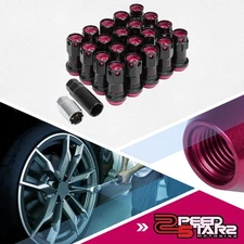 20PCS/SET UNIVERSAL LUG+LOCK NUT+KEY CLOSED-END M12x1.25 22MM ODx45MM TALL PINK