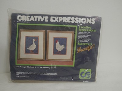 Creative Expressions 3203 Barnyard Friends (2 - 6''x8'') Needlepoint Kit 1984 (1B2