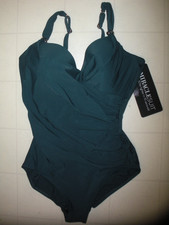 MIRACLESUIT Nova Green Razzle Dazzle Siren 1 PC Underwire Swimsuit Sz 16 NWT