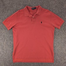 Polo Ralph Lauren Polo Shirt Mens Large Orange Pique Cotton Short Sleeve