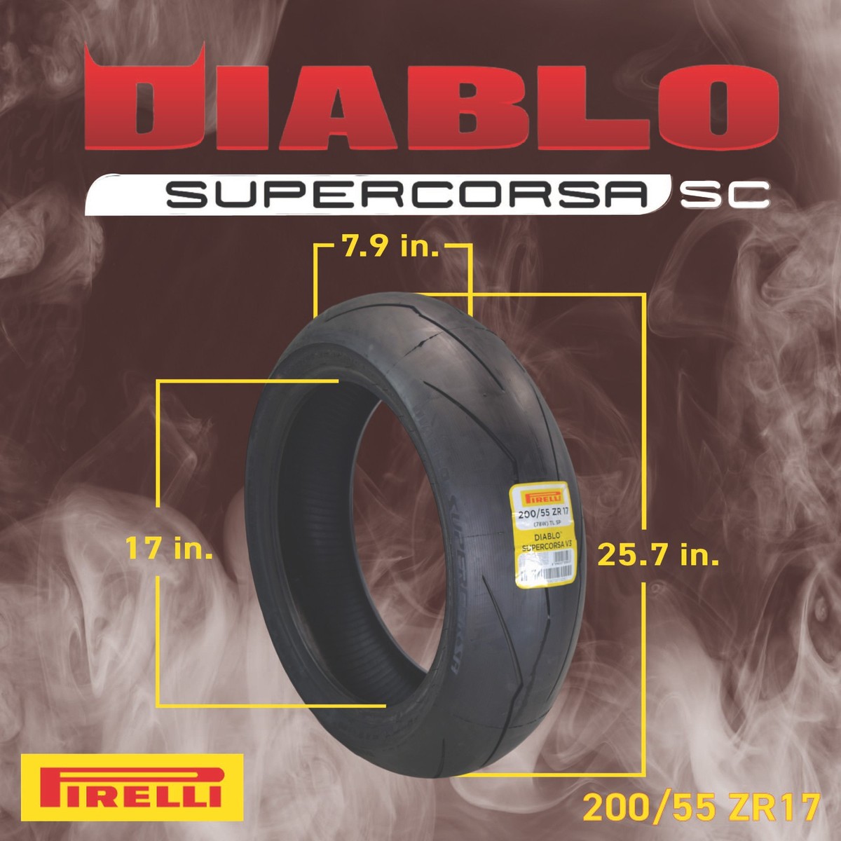せいだろう Pirelli Diablo Supercorsa V3 200/55ZR17 Rear Motorcycle Tire with