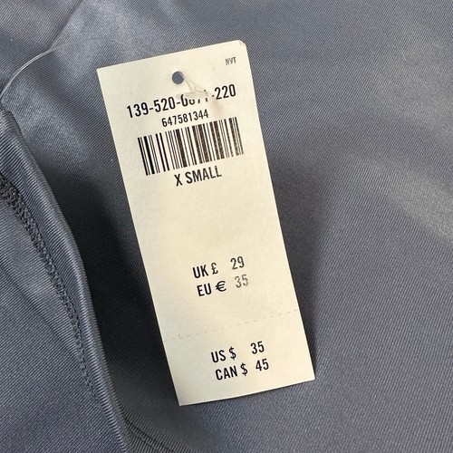 Abercrombie & Fitch Sheen V-Neck Racerback Cropped Tank Top, Blue, Size XS - Picture 6 of 8