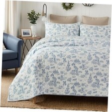 Size Quilt Set Cotton Blue Floral Quilts Dorm Bedding Quilts Lightweight Twin