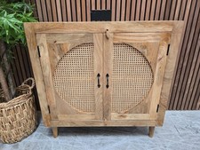 Boho Rattan & Mango Wood 2 Door Sideboard Cabinet 