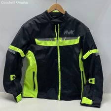 HWK Mesh Motorcycle Jacket Riding Air Vent Armored Size L High Visibility EUC