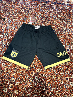 Mitchell & Ness New Orleans Saints NFL Black Gold Mesh Shorts - Size Large NWT