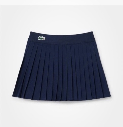 Lacoste Women's Navy Blue Pleated Tennis Skirt with Logo, Side Zip, Shorts 44