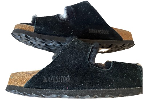 Birkenstock Arizona Lammfell Wildleder Leder Sandalen schwarz 36 US 5-5,5 NEU 165 $ - Bild 7 von 9