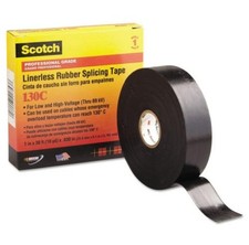 3M Scotch Linerless Rubber Splicing Tape 130C : 1 in. x 30 ft. Black  10 PCS 