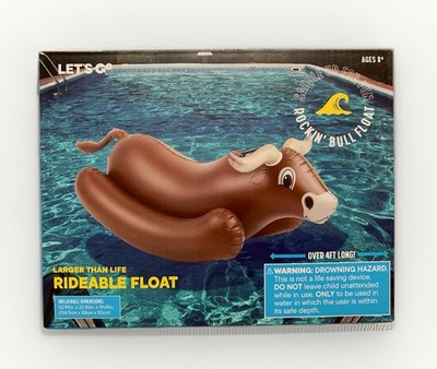 NEW Rockin' Bull 53in 3D Inflatable Swimming Pool/Lake Rideable Float