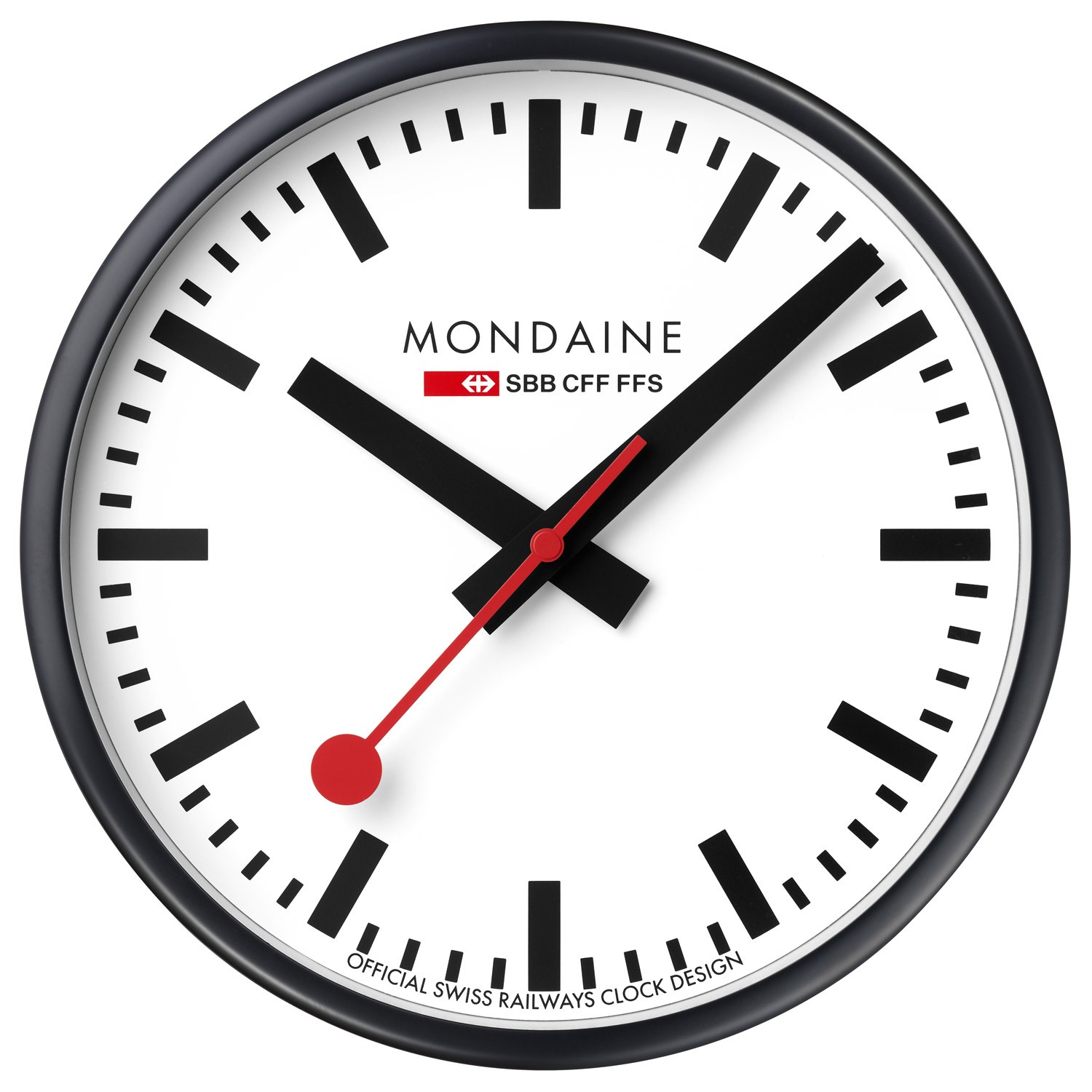 MONDAINE Wanduhr Quarz 25 cm Schwarz/Weiß A990.CLOCK.12SBB