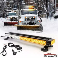 Amber/White 54LED Strobe Light Bar Emergency Double Side Warning Traffic Advisor