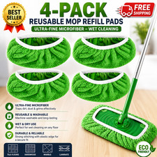 4-Pack Reusable Mop Refill Pads Ultra-Fine Microfiber Wet Floor Cleaning Cloths