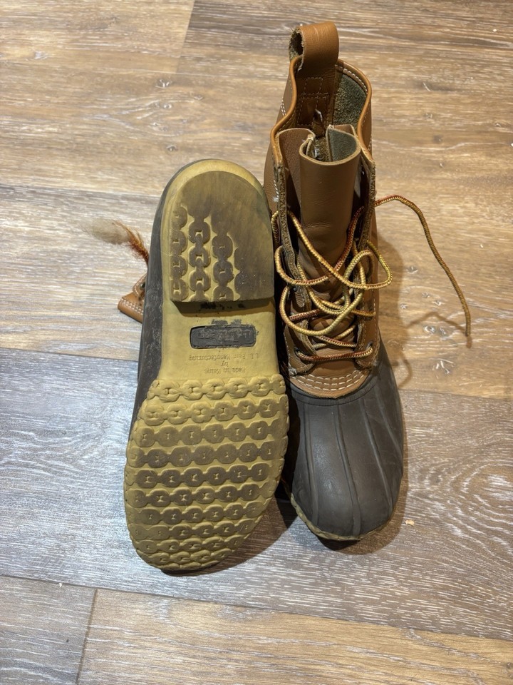 Vintage LL Bean Duck Boots Mens SZ 88.5 Brown. Missing Soles, Frayed