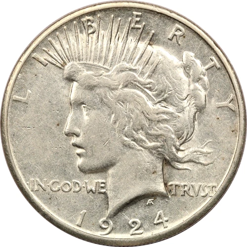 1924-S Peace Silver Dollar, About Uncirculated AU