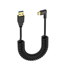 Retractable Coiled USB 3.0 To Type C Cable 5Gbps 90 Degree Fast Charging MR