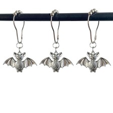Bat Shower Curtain Hooks Rings, 12 Pcs Halloween Bats Rustproof Metal Shower ...