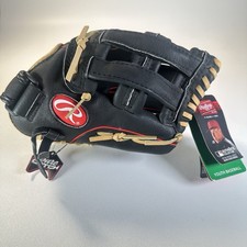 NWT RAWLINGS Glove Highlight Series H115H Series 11.5  Black Leather RHT Youth