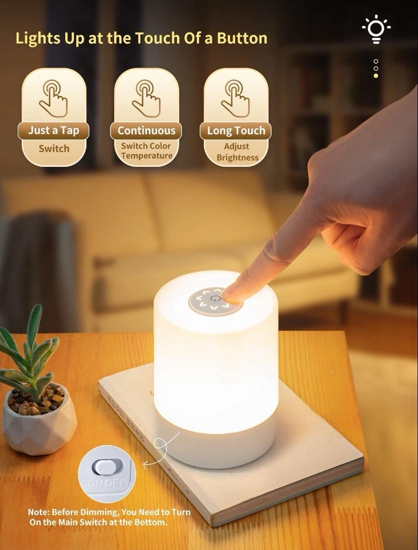 1 Lampara Tactcil Recarcable Led,lampara De Noche,para Amamantar Por La Noche