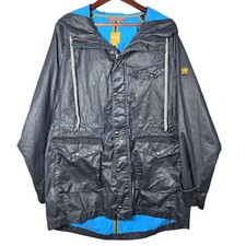 Hugo Boss Orange Parka Jacket Mens XL Coated Hooded Utility Navy Blue