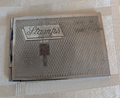 Vintage Art Deco Stil Chrom Klapp Briefmarken Etui Halter