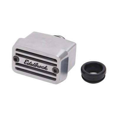 Edelbrock Crankcase Breather Cap 4204; Elite-Series Polished Push-In Rectangular