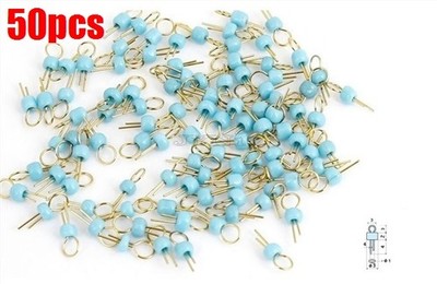 50Pcs Gold Tone Blue Breadboard Test Point Pin Soldering Pcb Board New Ic nq