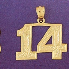 Number 14 Charm Pendant 14k Gold 2.2 Grams 
