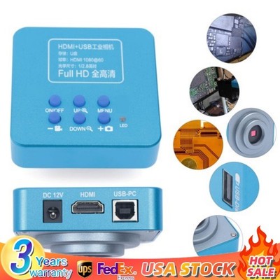 HD 1080p HDMI Industrial Digital Video Microscope Camera C/CS Mount USB Blue NEW